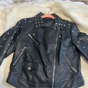 Zara basic faux leather jacket with studs